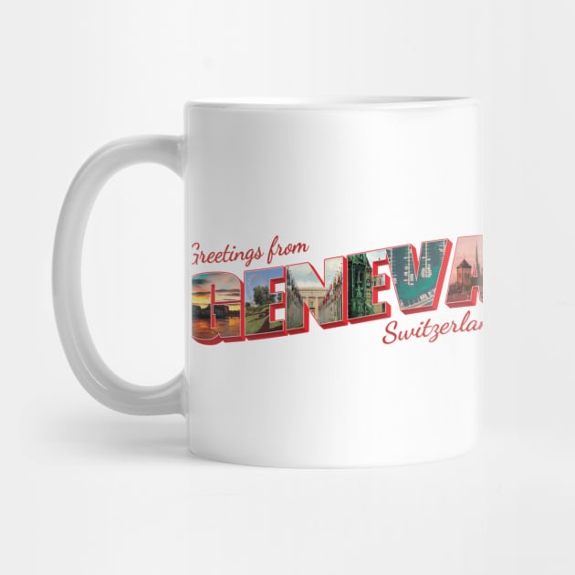 Greetings from Geneva in Switzerland Vintage style retro souvenir by DesignerPropo